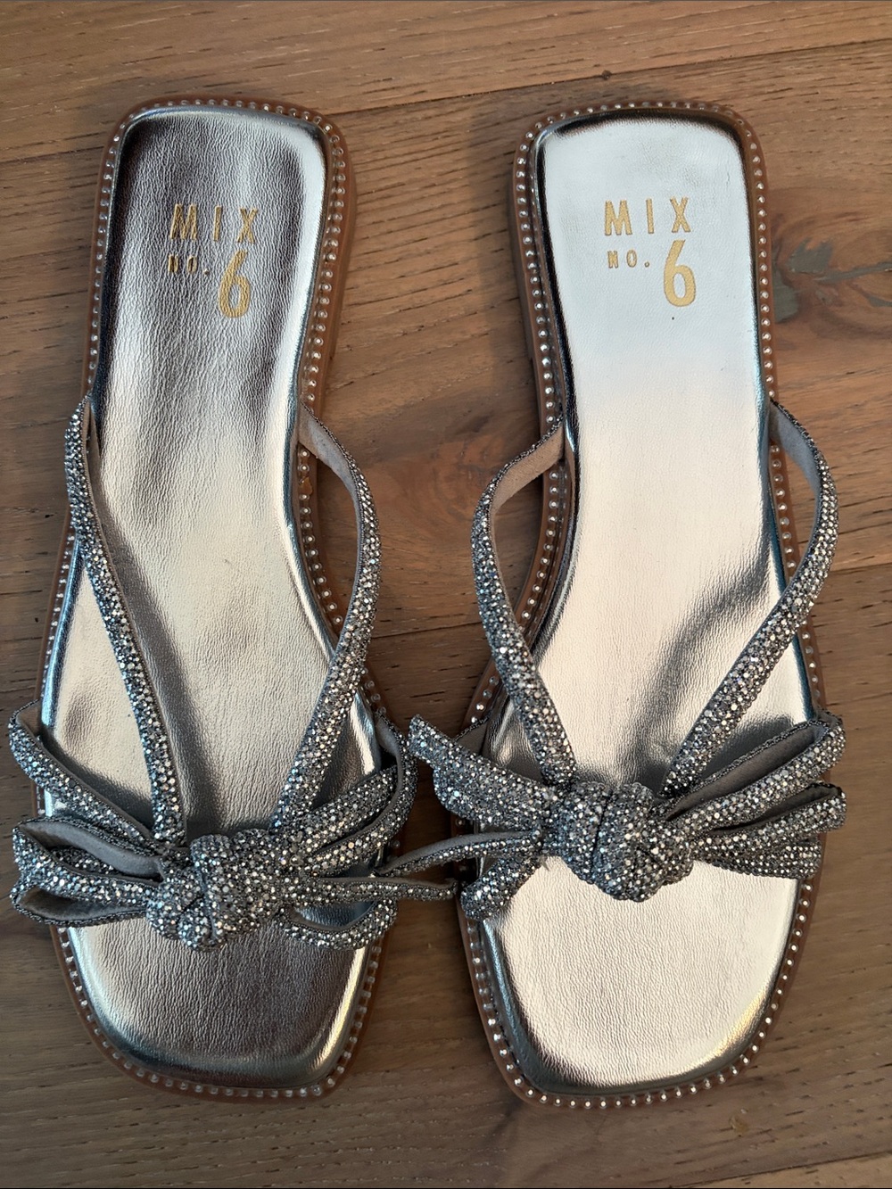 Mix No. 6 Silver Knotted Crystal Slide Sandals